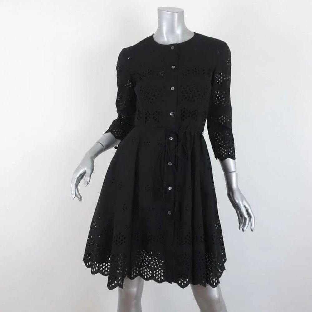 Theory Kalsingas Black Eyelet Embroidered Cotton Shirtdress. Size 00. - Picture 2 of 10